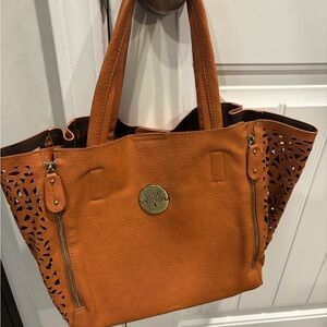 Mulberry Style Orange Leather Tote Bag